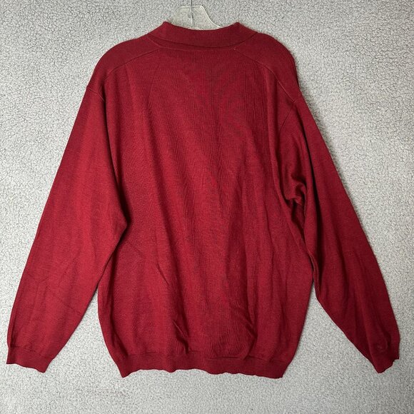 Tommy Bahama Burgundy Silk Blend Sweater Polo Large Preppy Casual Y2K - Picture 7 of 8